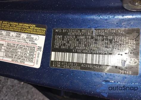 2007 Toyota Camry Ce z USA, uszkodzony, nr VIN 4T1BE46K37U041554